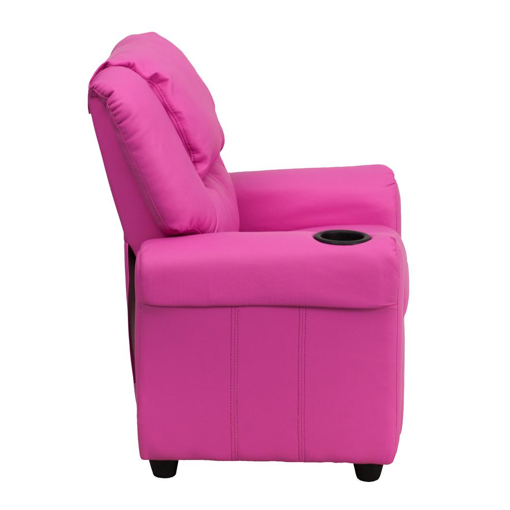 Flash Furniture Contemporary Hot Pink Vinyl Kids Recliner With Cup