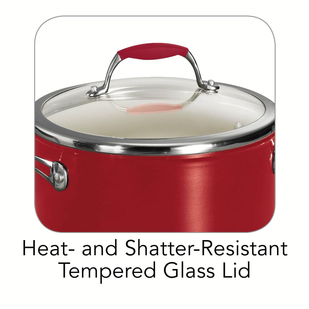 Tramontina Gourmet Ceramica Deluxe 6 Qt Aluminum Ceramic Nonstick Stock Pot In Metallic Red With Glass Lid 80110 065ds The Home Depot