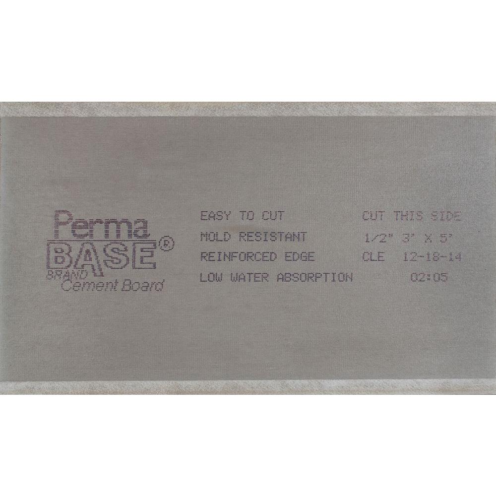 Permabase 1 2 In X 3 Ft 5 Cement Board 50000056 The Home Depot Permabase 1 2 In X 3 Ft 5 Cement Board