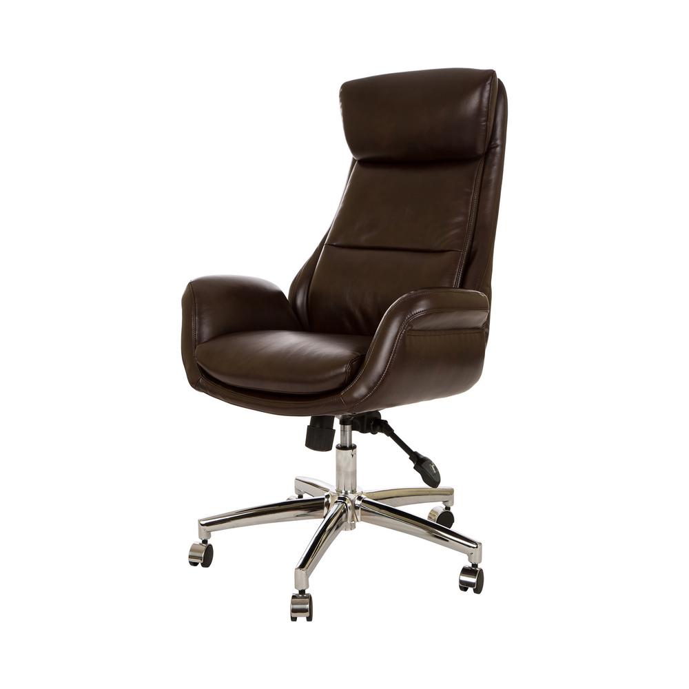 Glitzhome Mid Century Modern Coffee Bonded Leather Gaslift