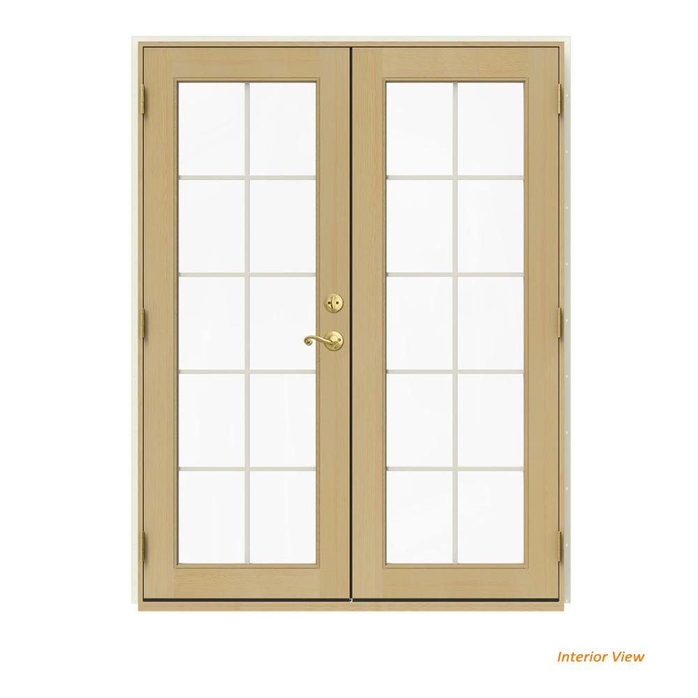 JELDWEN 60 in. x 80 in. W2500 Vanilla Clad Wood RightHand 10 Lite