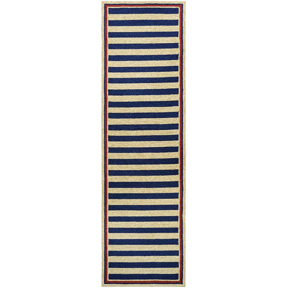 Couristan Covington Nautical Stripes Navy Red 2 Ft 6 In X 8 Covington Nautical Stripes Navy Red 2 Ft 6 In X 8 Indoor Outdoor Runner Rug
