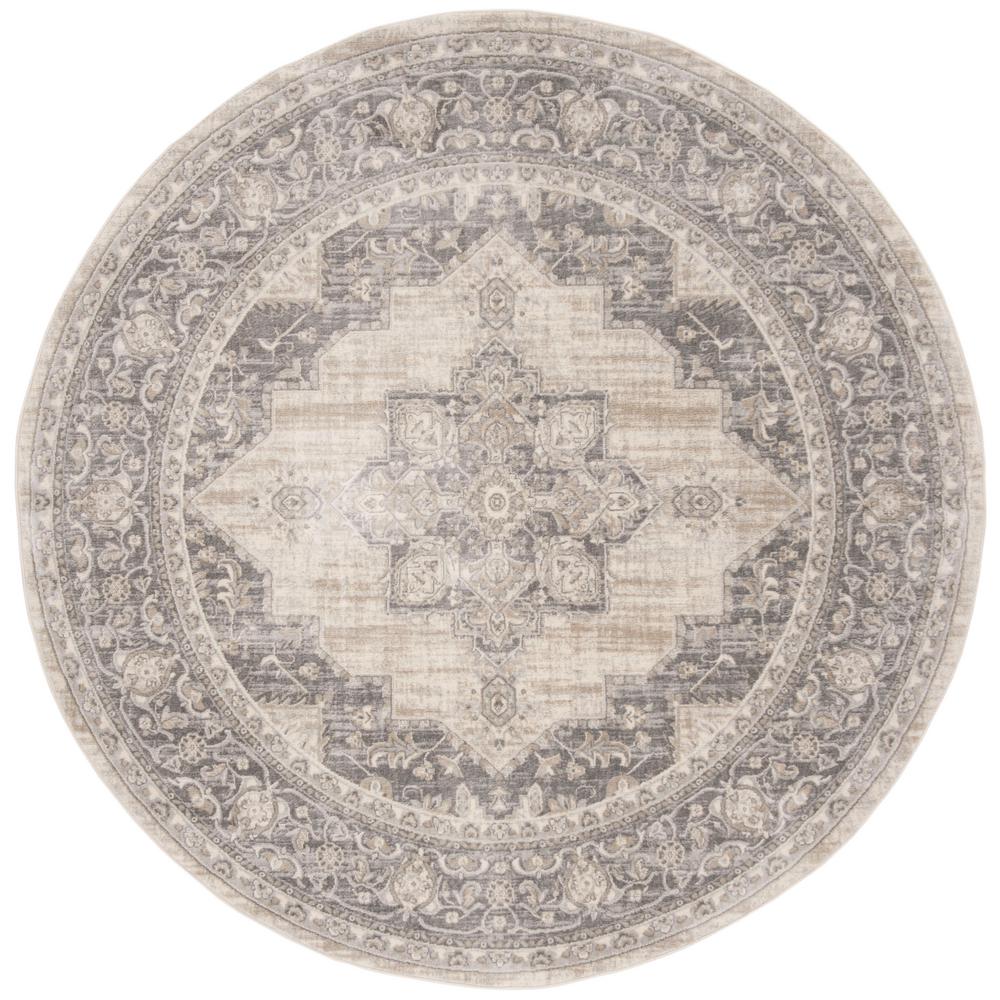 Safavieh Brentwood Cream/Gray 9 ft. x 9 ft. Round Area RugBNT865B9R
