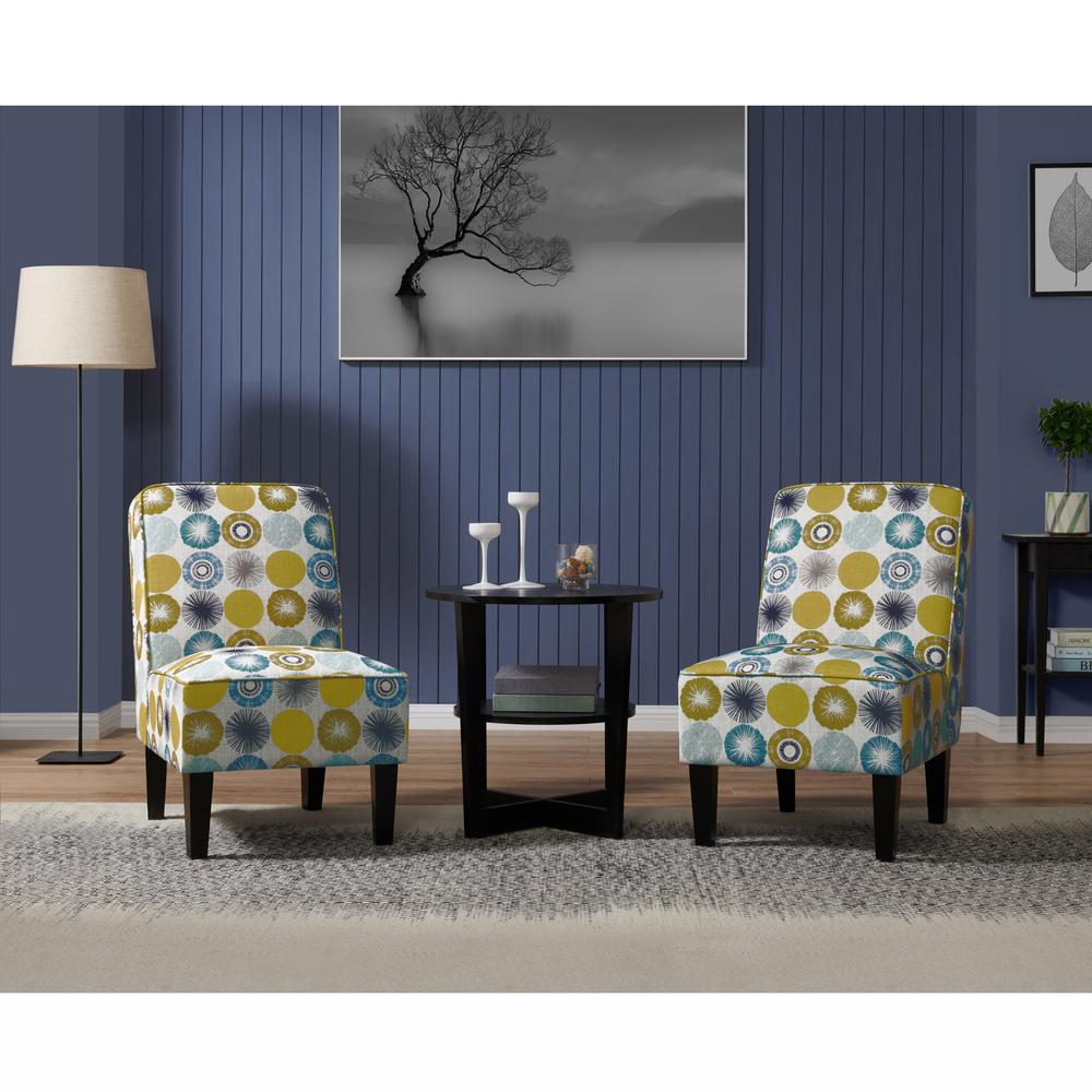 Handy Living Brodee Citron Multi Starburst Upholstered Armless