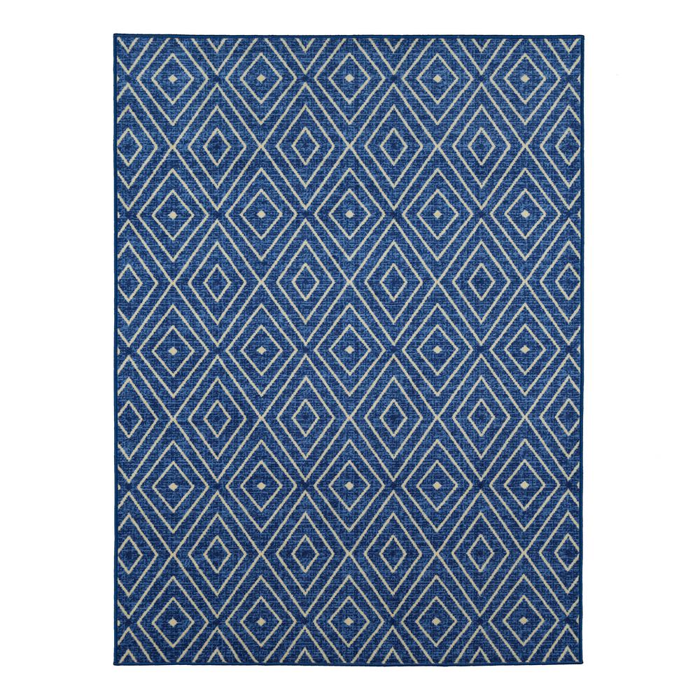 Ottomanson Studio Collection Diamonds Design Blue 3 ft. x 5 ft. Non
