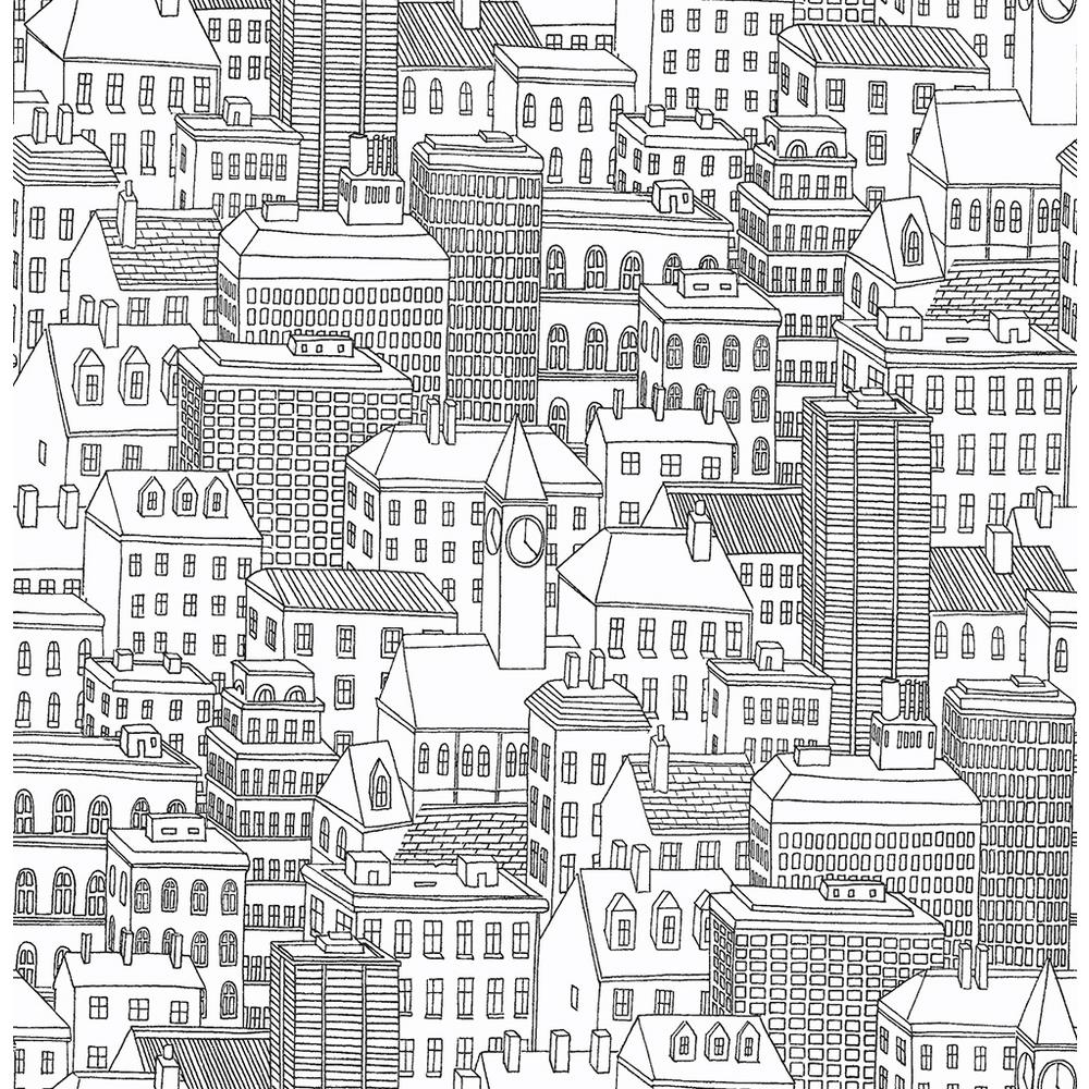 NuWallpaper Black Metropolis Peel and Stick WallpaperNU2091 The Home