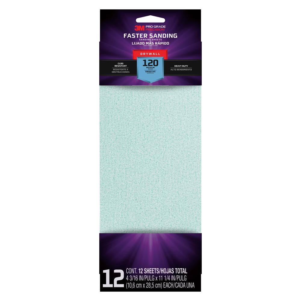 3M Pro Grade Precision 4 3/16 in. x 111/4 in. 120Grit Drywall Sanding