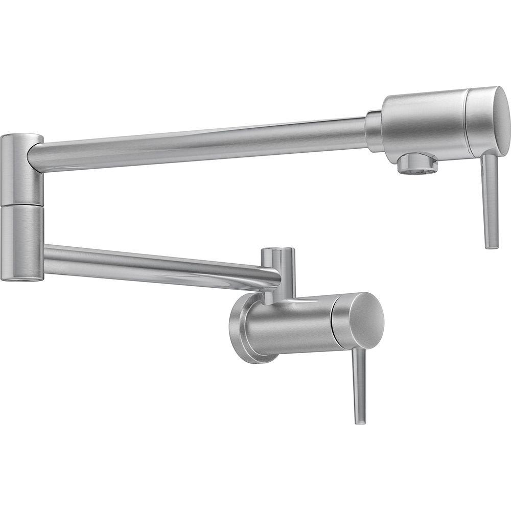 Delta Contemporary Wall Mounted Potfiller In Arctic Stainless 1165lf Delta Contemporary Wall Mounted Potfiller In Arctic Stainless