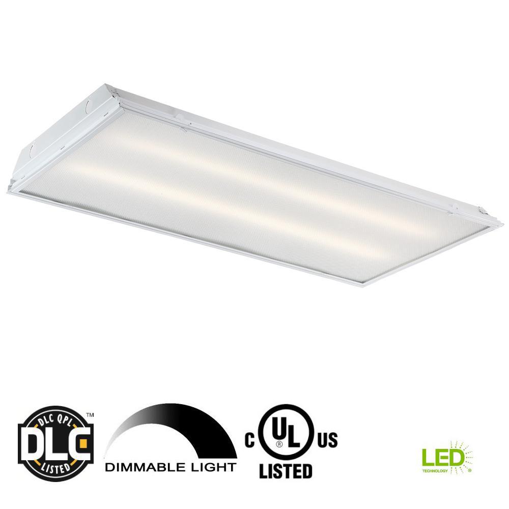 2 ft. x 4 ft. 128-Watt Equivalent Prismatic Lens Integrated LED Commercial Grid Ceiling Troffer