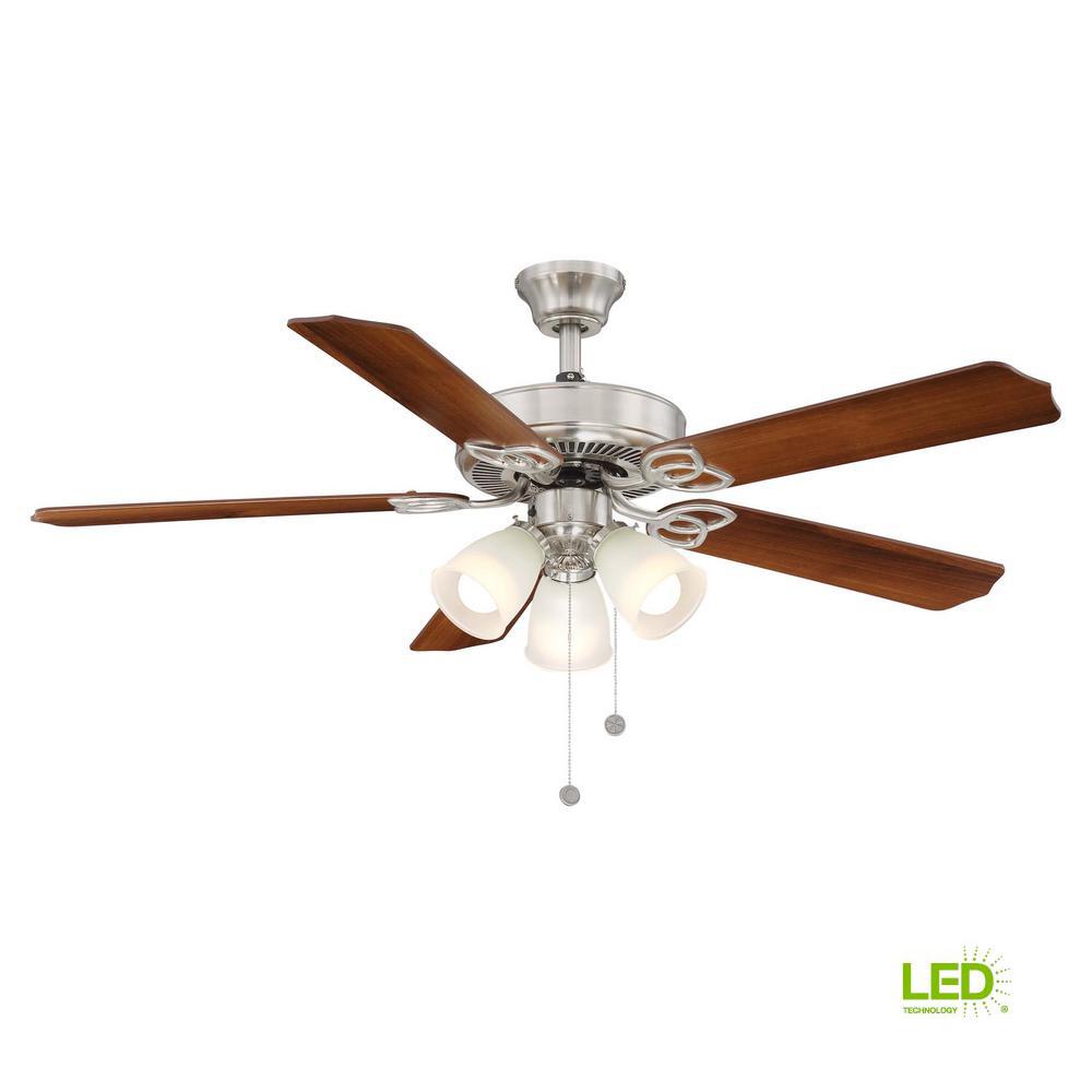 Brookhurst 52 In Led Indoor Brushed Nickel Ceiling Fan With Light