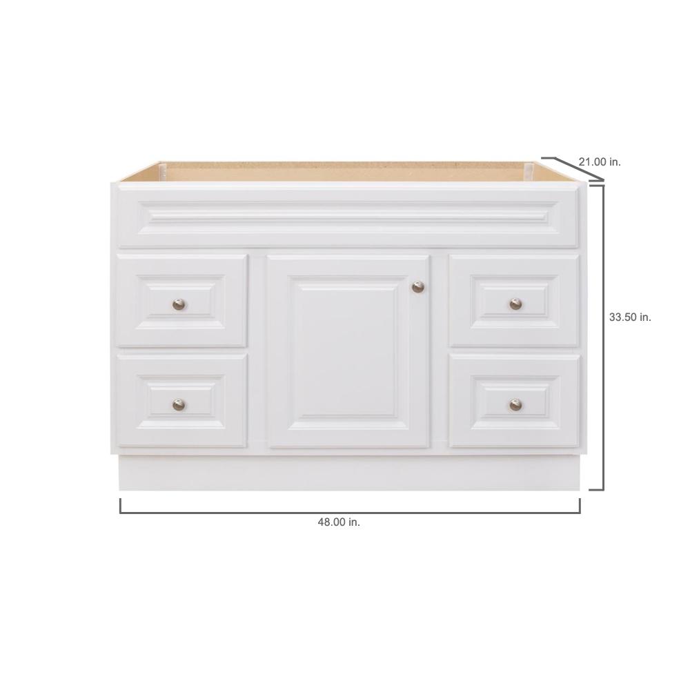 Glacier Bay Hampton 48 In W X 21 D 33 5 H Bathroom Vanity Cabinet Only White Hwh48dy The Home Depot - Home Depot Bathroom Cabinets Without Sink