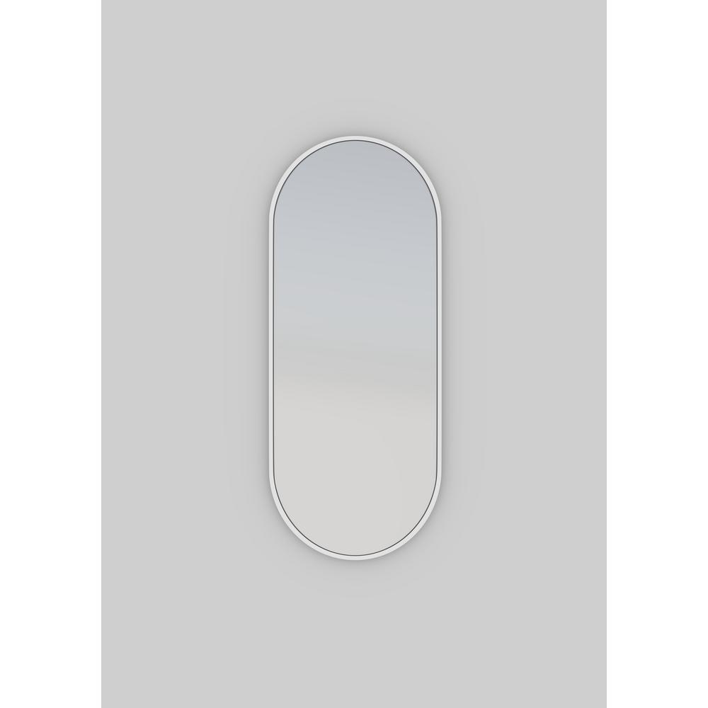 Glass Warehouse 40 in. x 16 in. Pill Shape White Stainless Steel Framed