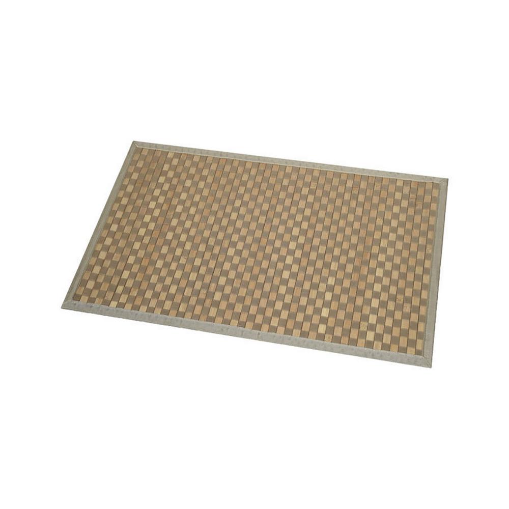 Bath Mat Bamboo Rug In Cross Twill Rug Checkerboard Light Brown