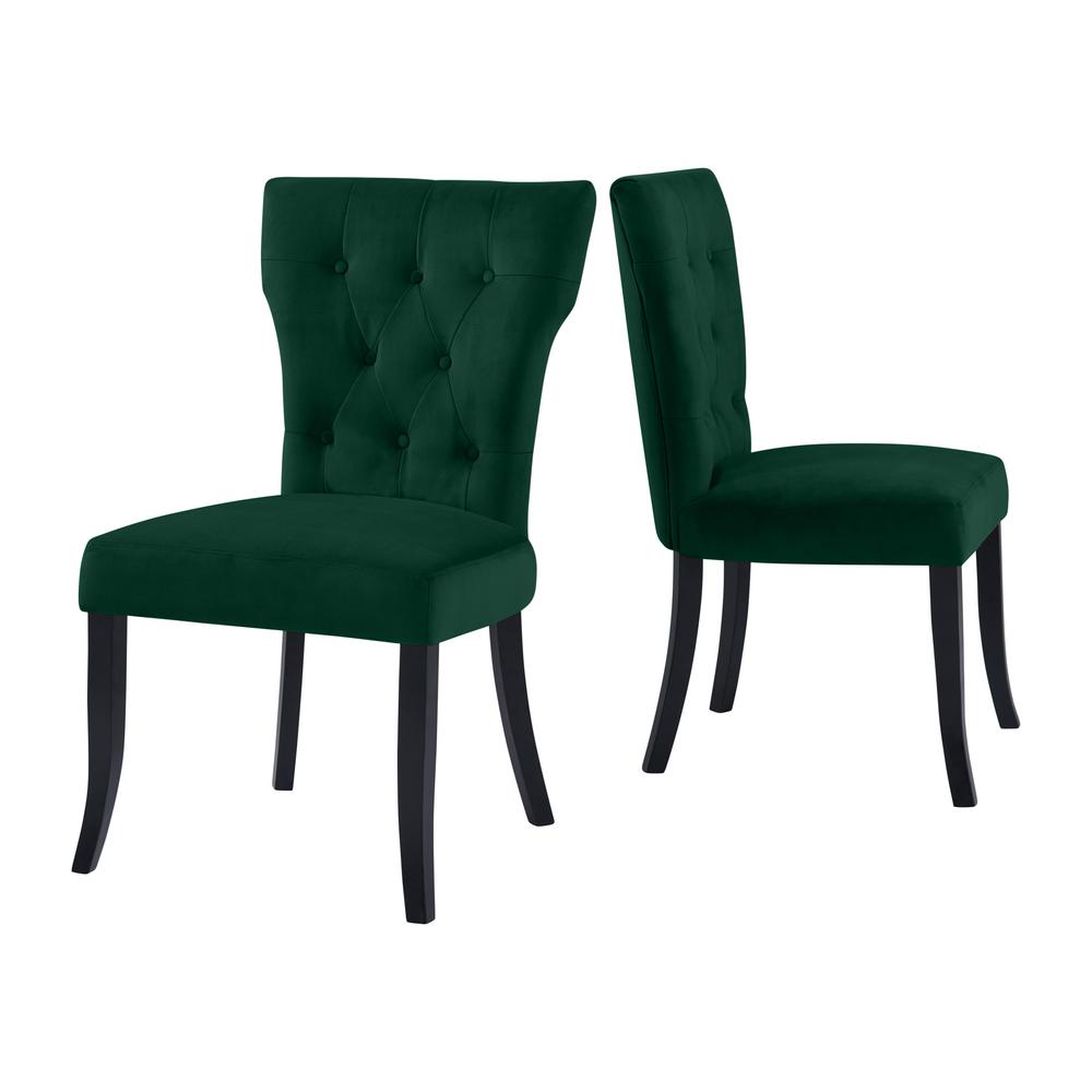 Handy Living Sirena Upholstered Dining Chairs In Emerald Green