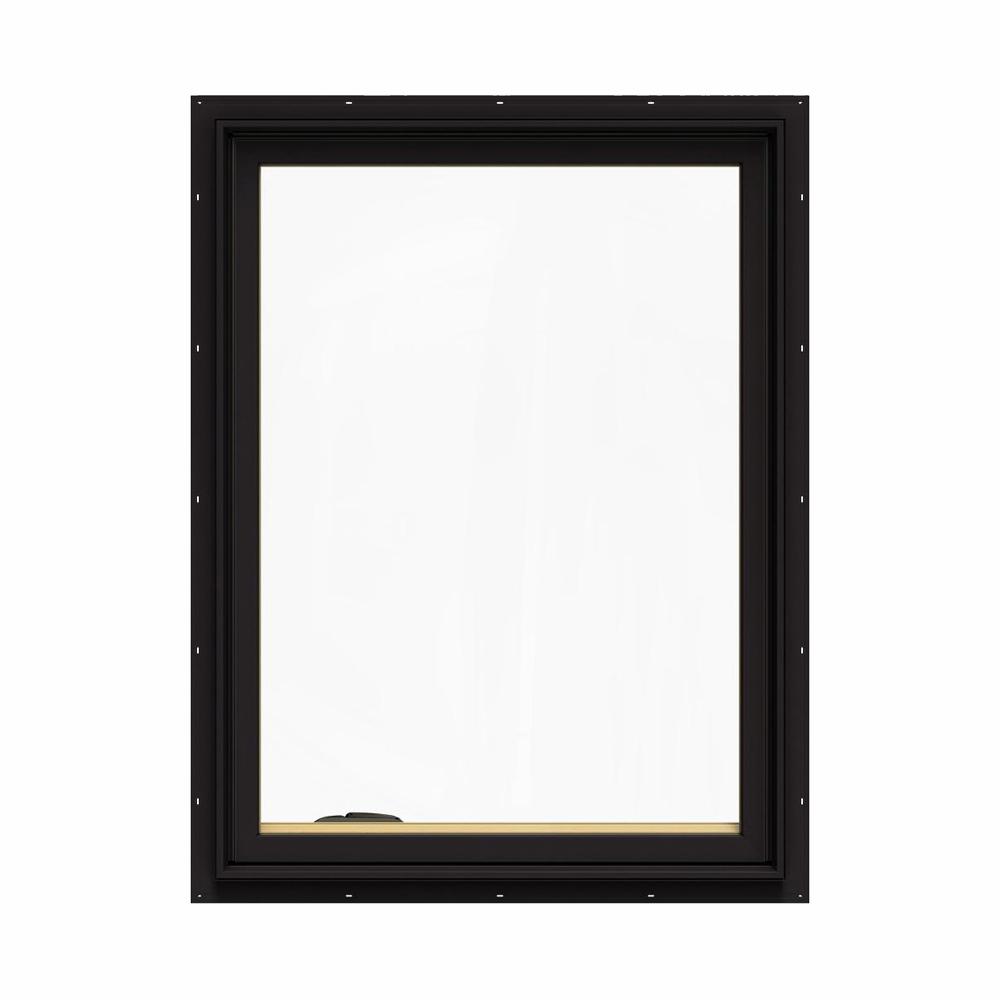JELD-WEN 30 in. x 40 in. W-2500 Series Black Painted Clad Wood Right ...