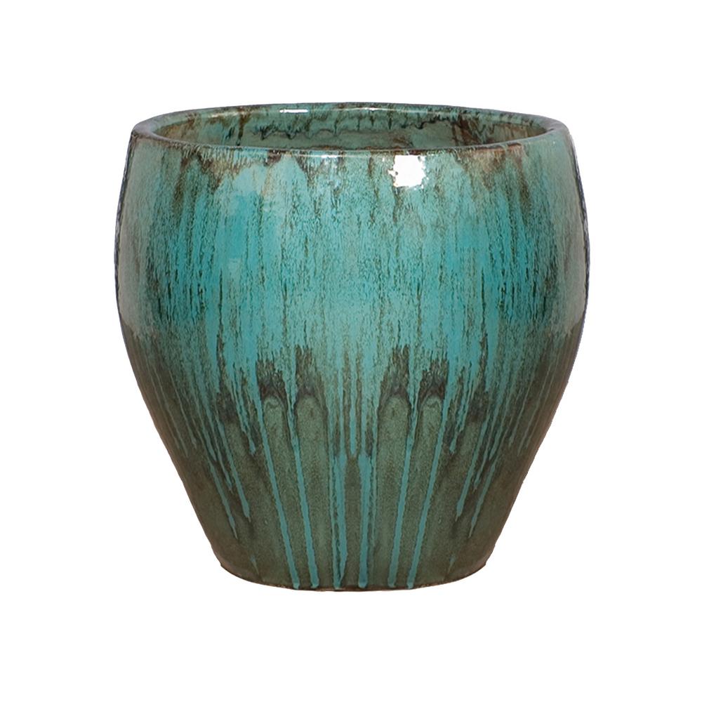 Emissary 24 in. Dia Teal Round Ceramic Planter0983TL4 The Home Depot