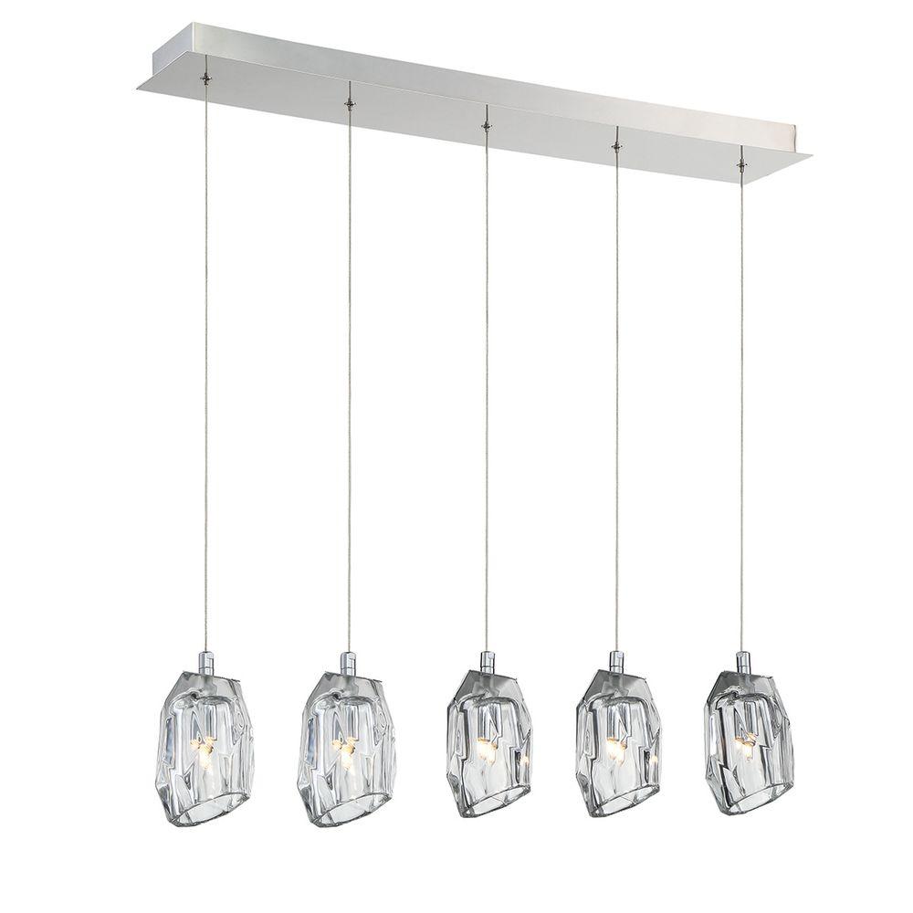 Eurofase Diffi Collection 5 Light Chrome Chandelier With Glass Shade Eurofase Diffi Collection 5 Light Chrome Chandelier With Glass Shade