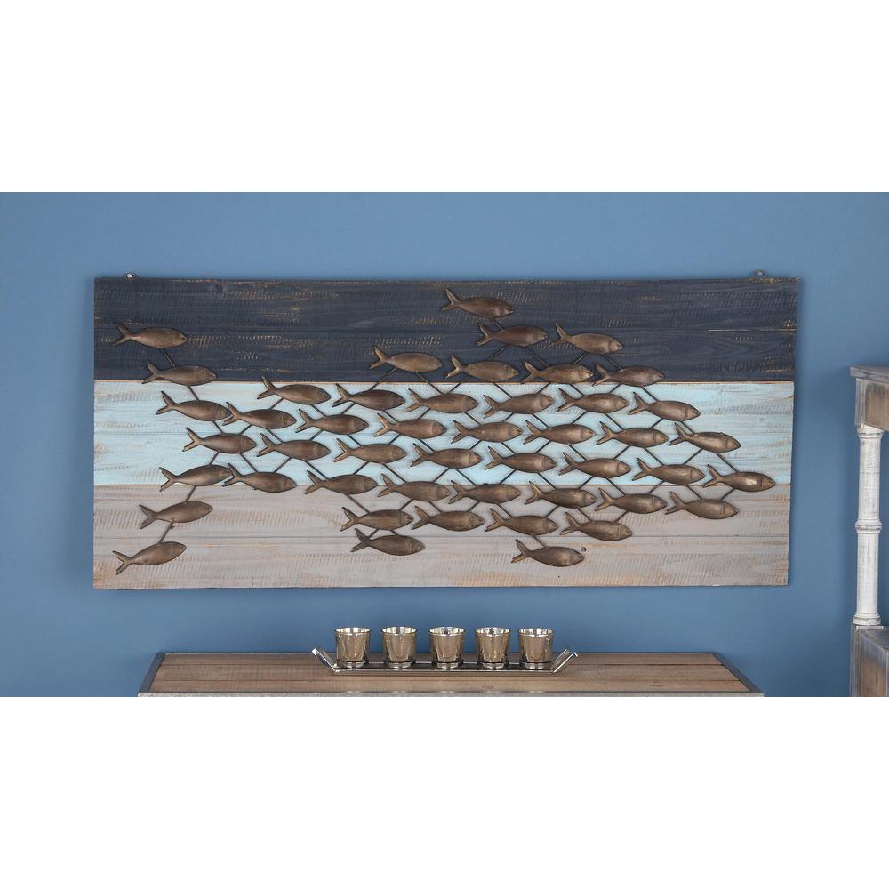 48 In X 21 Coastal Living Wood And Metal Fish Wall Decor
