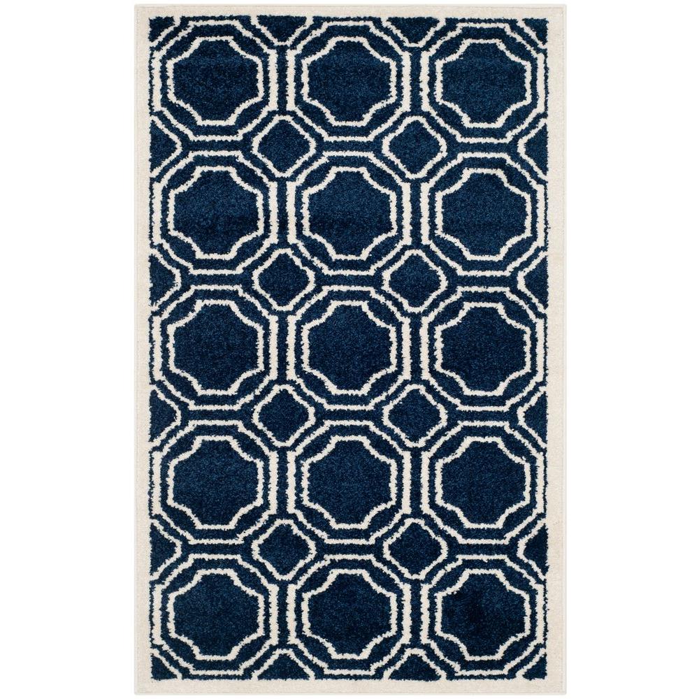 Safavieh Amherst Navy/Ivory 6 ft. x 9 ft. Indoor/Outdoor Area Rug