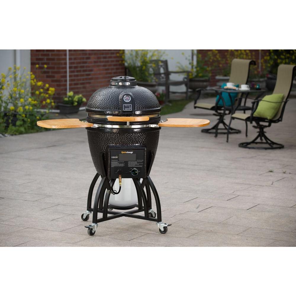 Kamado Char-Gas Dual Fuel Charcoal/Gas Grill in Black with Grill Cover