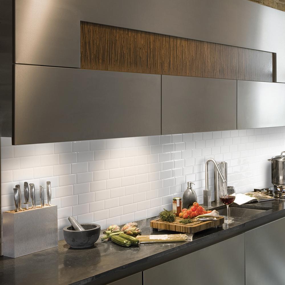 Smart Tiles Metro Blanco 11 56 In W X 8 38 H White L And Smart Tiles Metro Blanco 11 56 In W X 8 38 H White L And Stick Self Adhesive Decorative Mosaic Wall Tile Backsplash Sm1089 1 The Home Depot