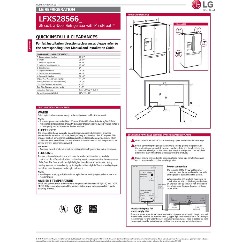 Lg Electronics 27 7 Cu Ft French Door Smart Refrigerator With