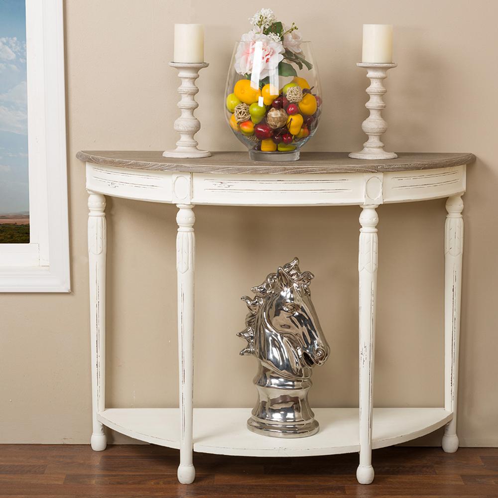 Baxton Studio Alys 42 in. White Standard Half Moon Wood Console Table