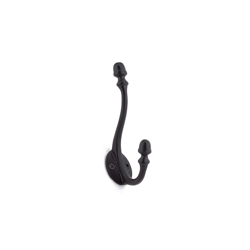 Richelieu Hardware Matte Black Double Hook T5618900 The Home Depot   Matte Black Richelieu Hardware Home Storage Hooks T5618900 64 1000 