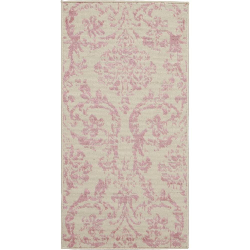 Nourison Jubilant 2' x 4' Small White and Pink Damask Area Rug478818