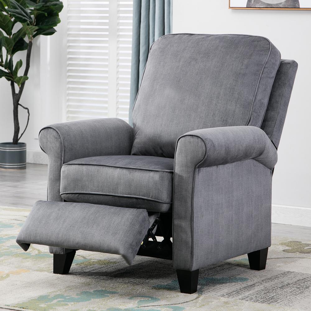 GOOD & GRACIOUS Slate Gray Recliner Chair Modern Reclining Sofa with