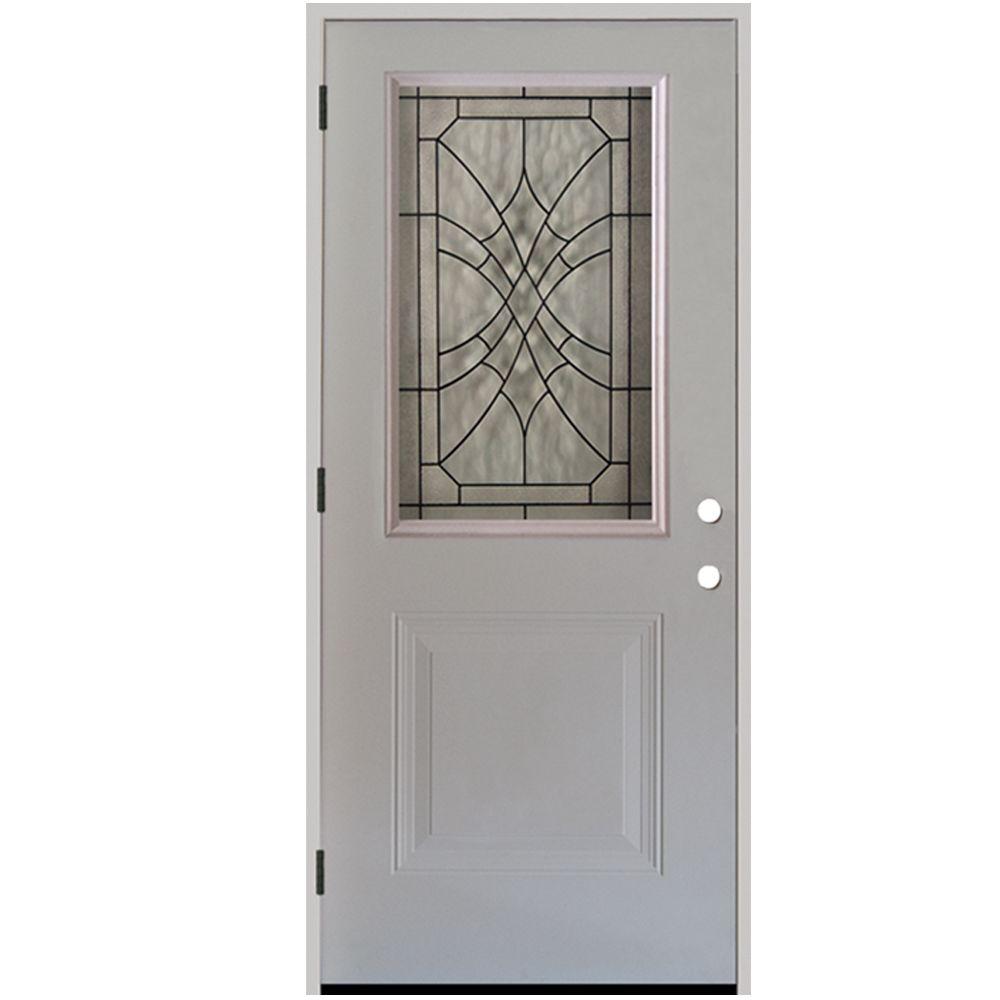 Steves & Sons 34 In. X 80 In. Webville 1/2 Lite Unfinished White Steel ...