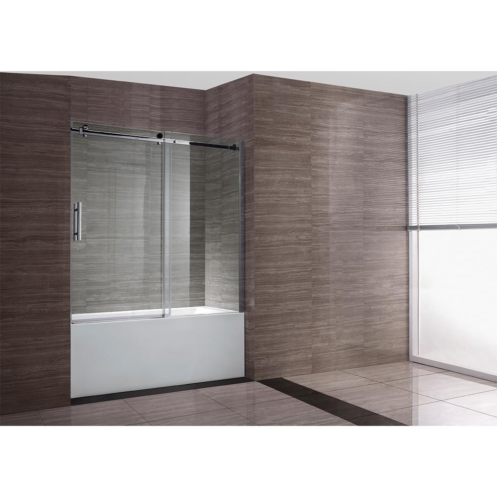 Schon Judy 60 in. x 59 in. SemiFramed Sliding Trackless Tub and Shower