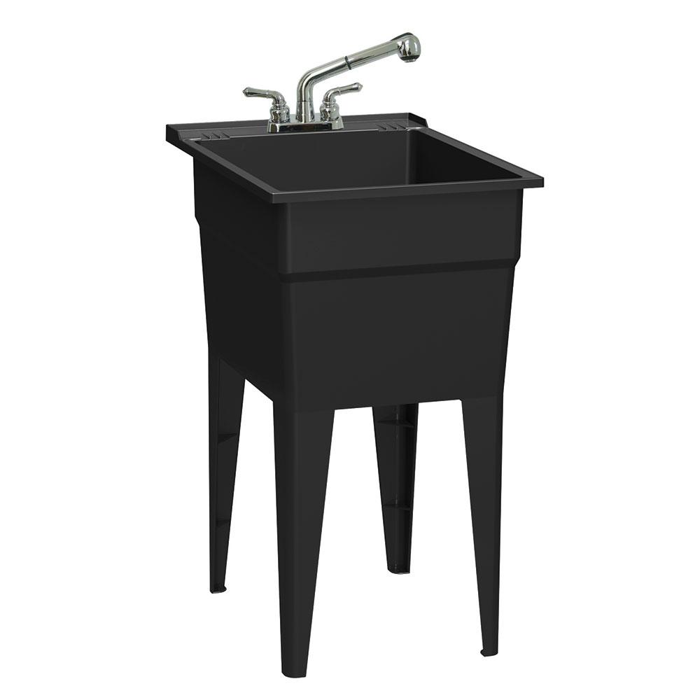 RUGGED TUB 18 in. x 24 in. Recycled Polypropylene Black Laundry Sink