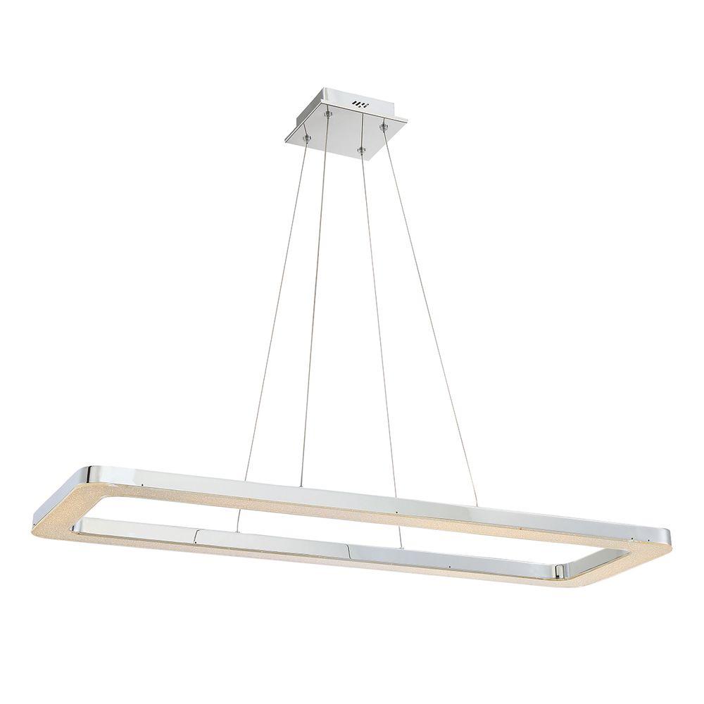 Eurofase Zatina Collection 1 Light Rectangular Chrome Led Pendant