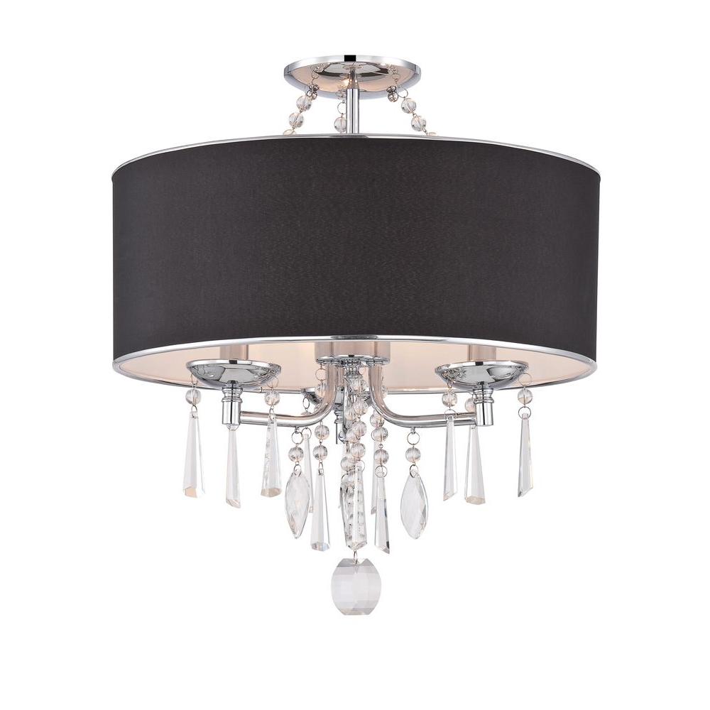 World Imports Elton Collection 3 Light Chrome Semi Flush Mount World Imports Elton Collection 3 Light Chrome Semi Flush Mount With Black Shade