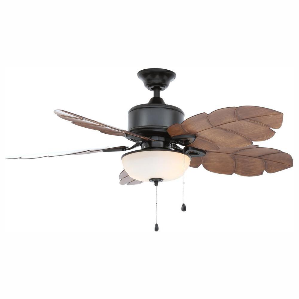 Palm Cove 52 In Led Indoor Outdoor Natural Iron Ceiling Fan With Light Kit