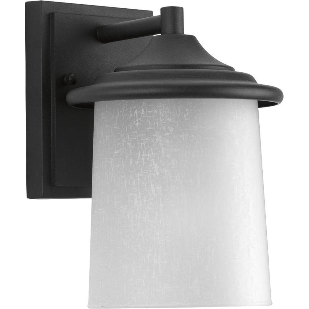 Hampton Bay 1 Light Black Outdoor Wall Lantern Bpm1691 Blk The Essential Collection 1 Light Small Black 8 75 In Outdoor Wall Lantern
