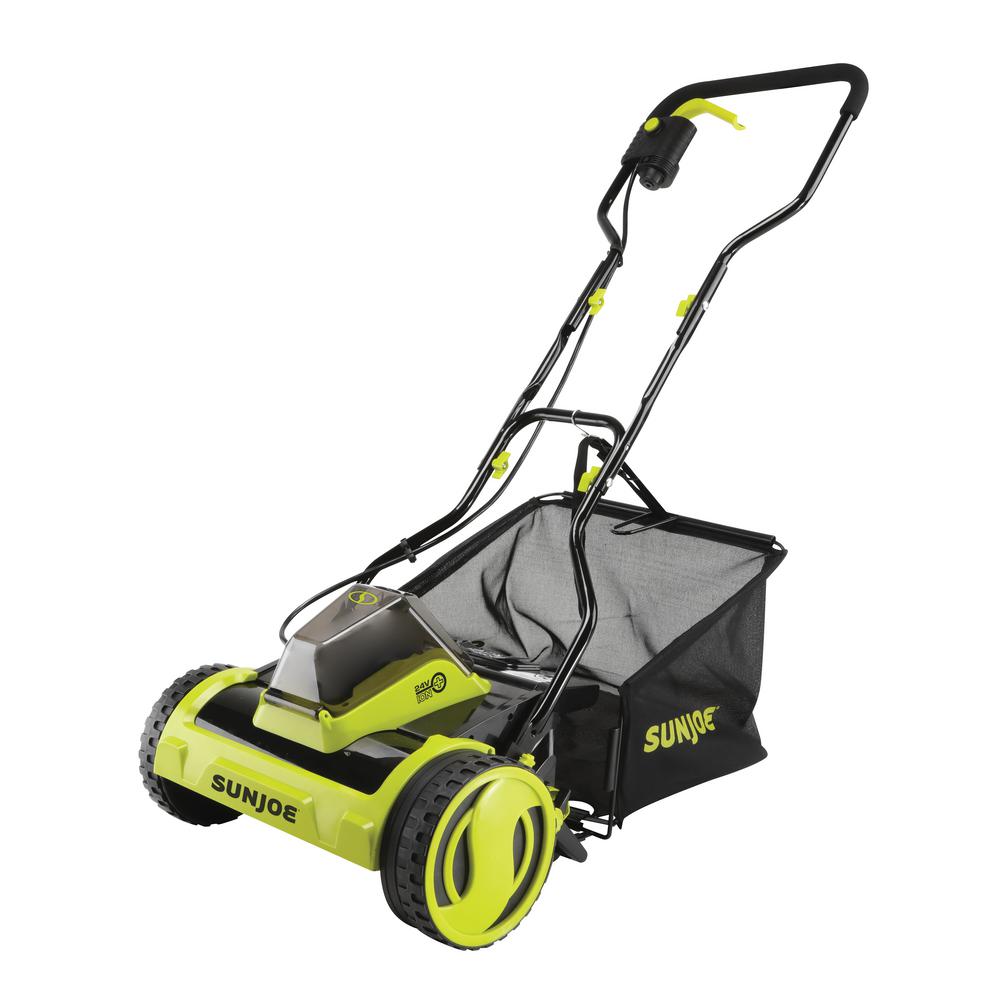 Sun Joe 24-Volt iON+ 15 in. Cordless Walk Behind Push Reel Mower with