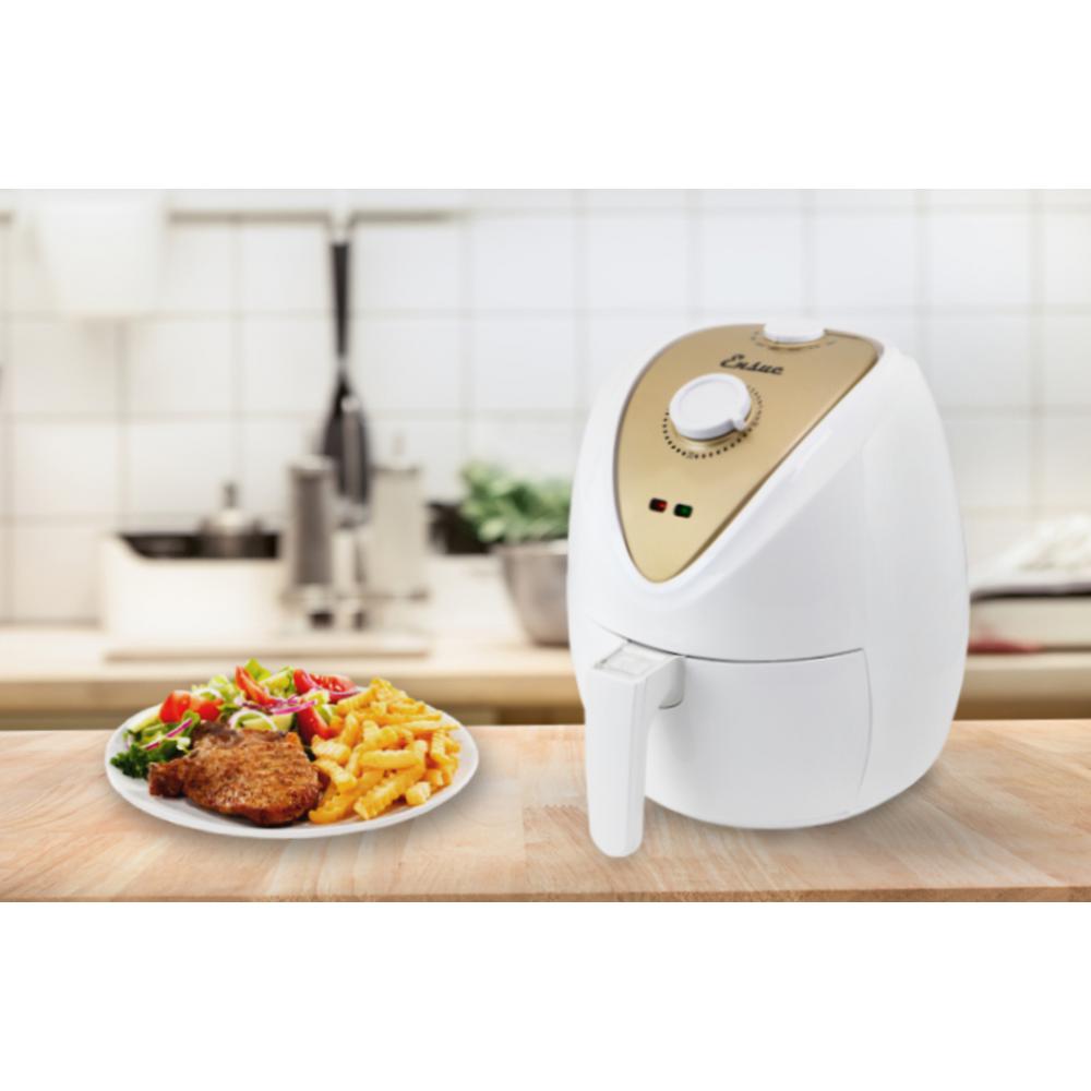 Ensue 88 Qt. Capacity in White/Gold with Time and Temperature Control Electric Air Fryer 1300W