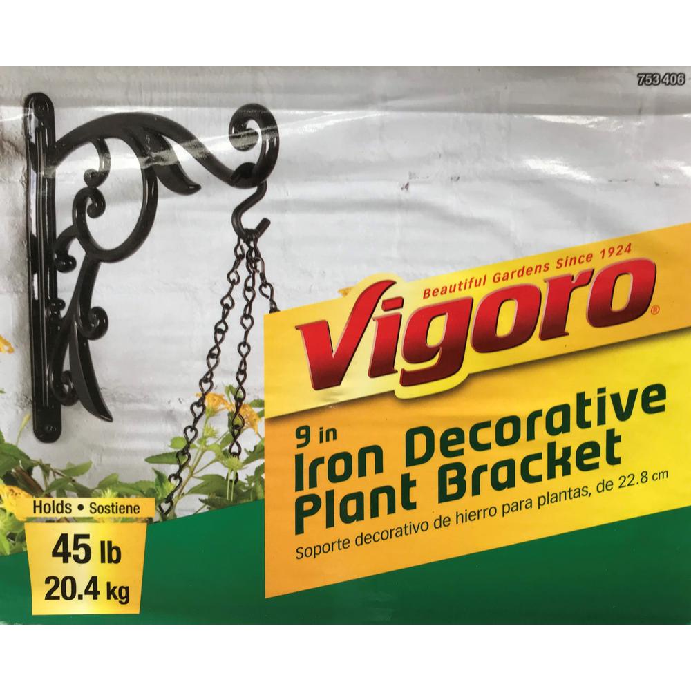 Vigoro 9 in. Black Iron Decorative Plant Bracket-753406 - The Home Depot