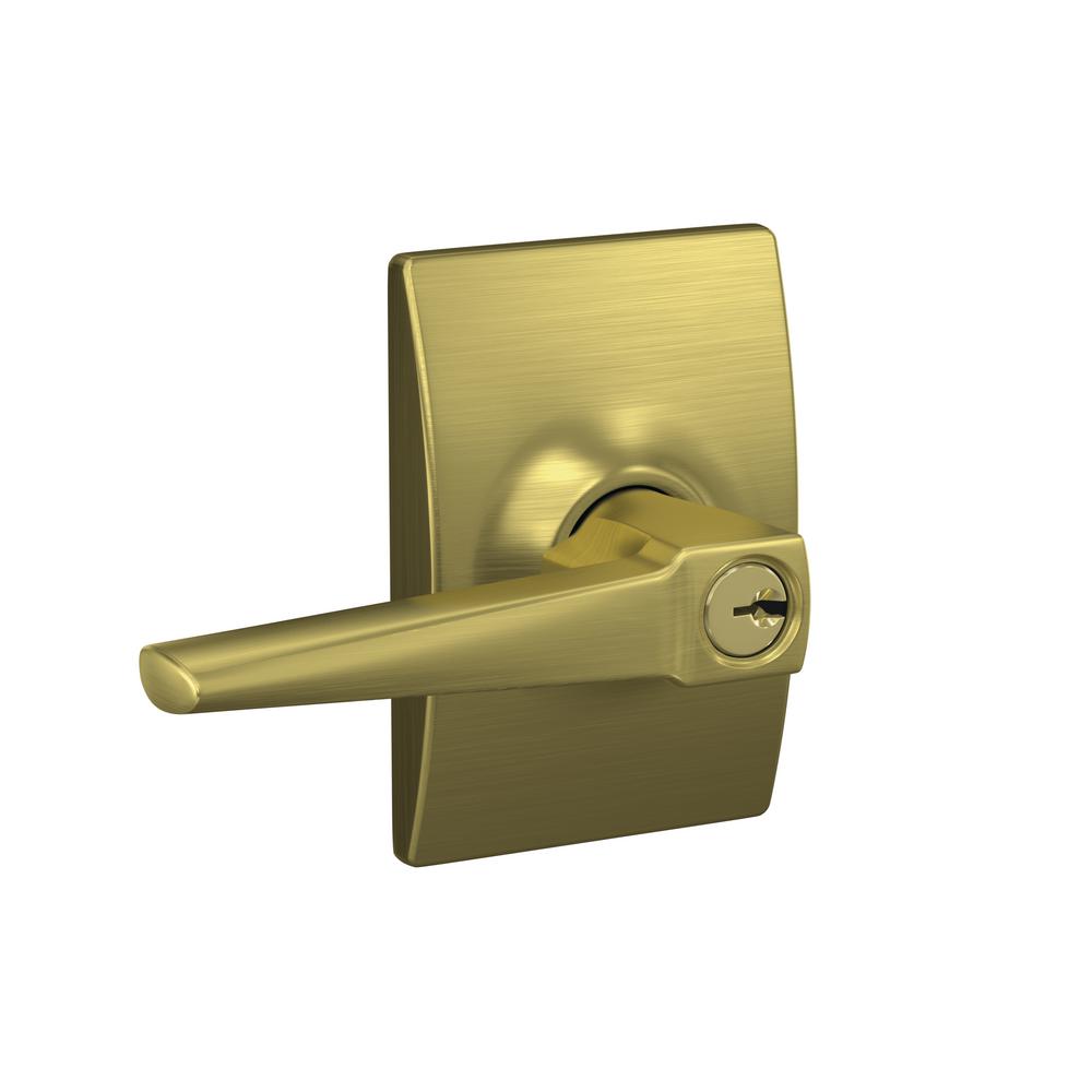 Schlage Custom Eller Satin Brass Century Trim Keyed Door LeverF51A ELR