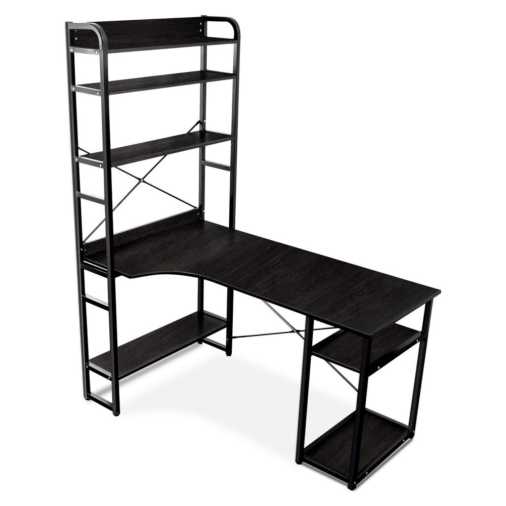 Merax 55 in. Rectangular Black Computer Desk with Solid Wood Material