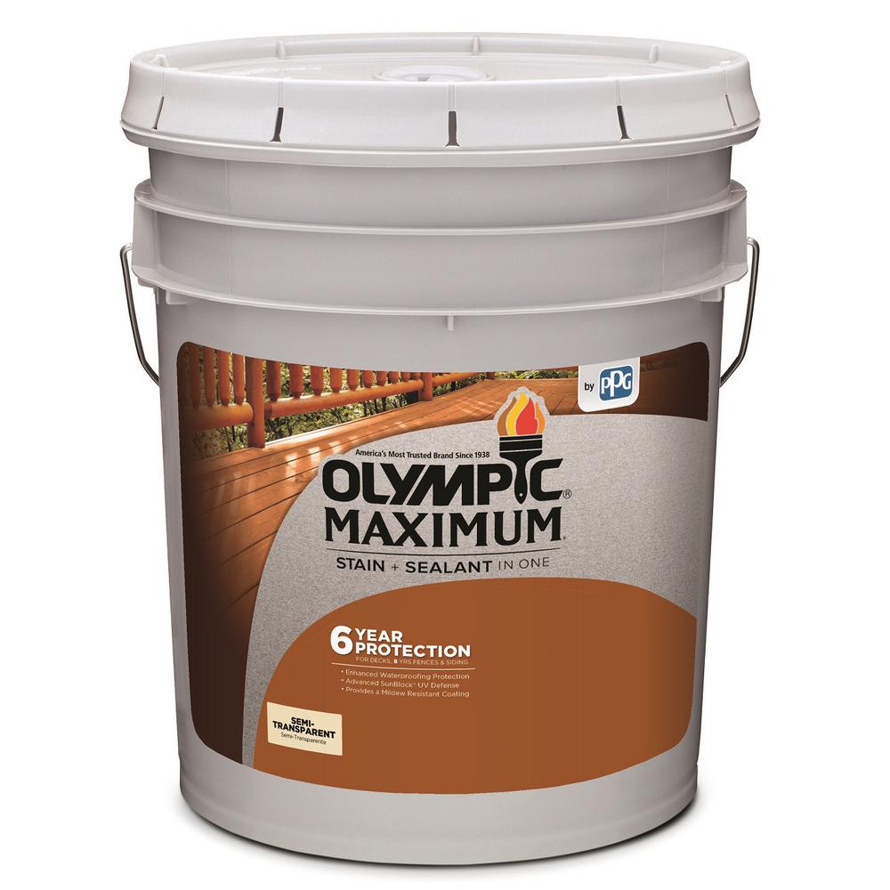 Olympic Maximum 5 gal. Neutral Base Semi-Transparent Exterior Stain ... Olympic Maximum 5 gal. Neutral Base Semi-Transparent Exterior Stain ...