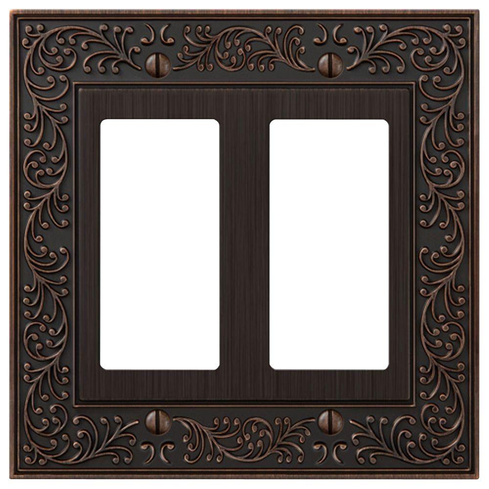 Amerelle English Garden 2Decora Wall Plate, Aged Bronze43RRVB The