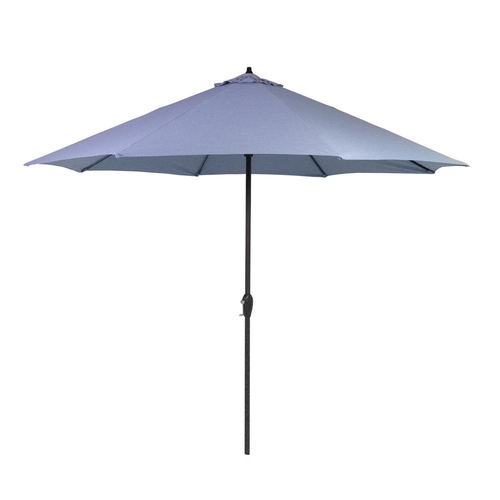 Hampton Bay 11 Ft Aluminum Market Patio Umbrella In Cushionguard Denim Canvas 9111 01524600 The Home Depot