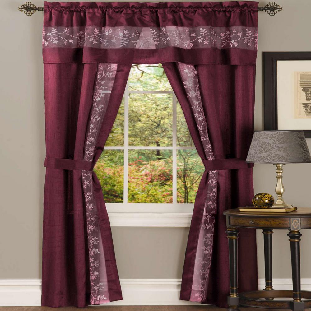 Achim Sheer Fairfield Burgundy Window Curtain Set 55 In W X 84
