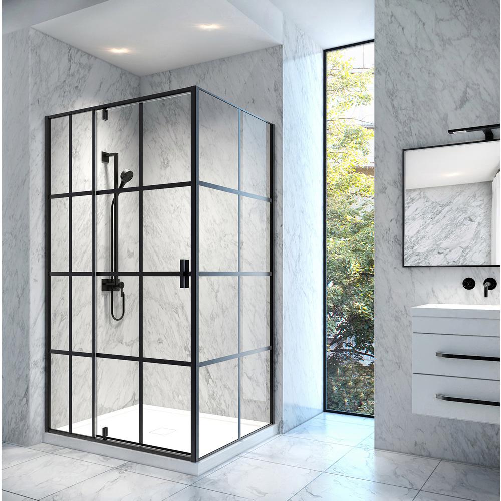 A&E Jana 48 in. x 75 in. Framed Pivoting Shower Door Enclosure and Base