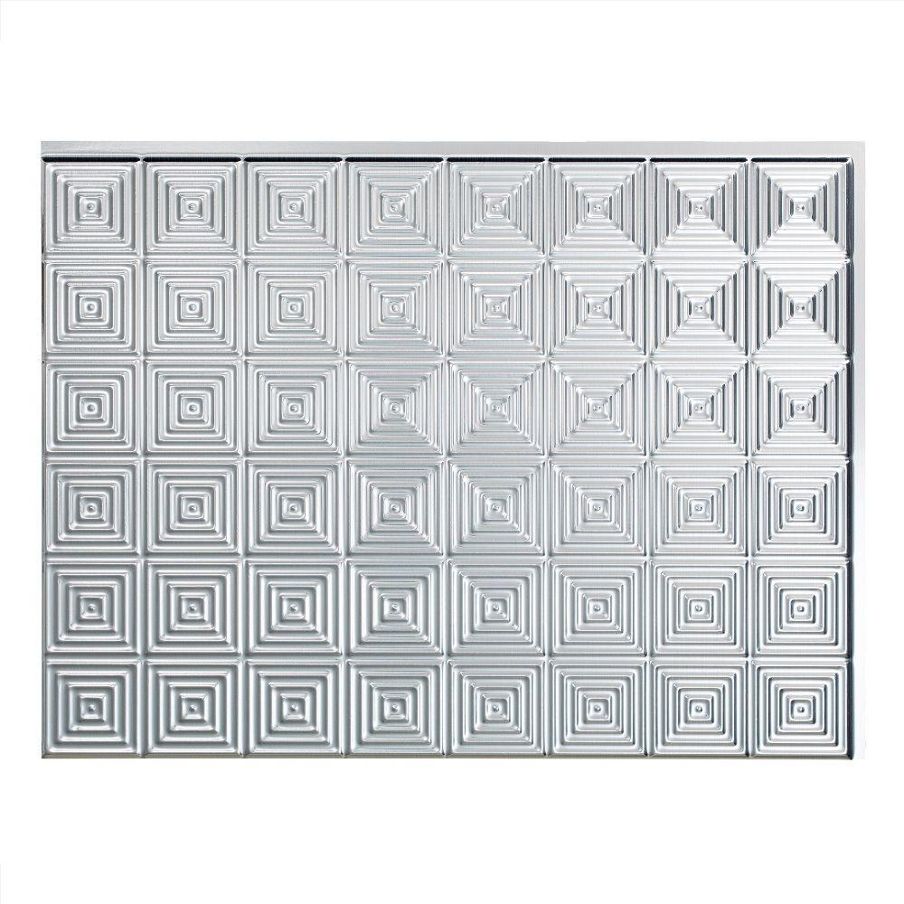 Fasade Hammered 18 in. x 24 in. Brushed Aluminum Vinyl Decorative Wall ...