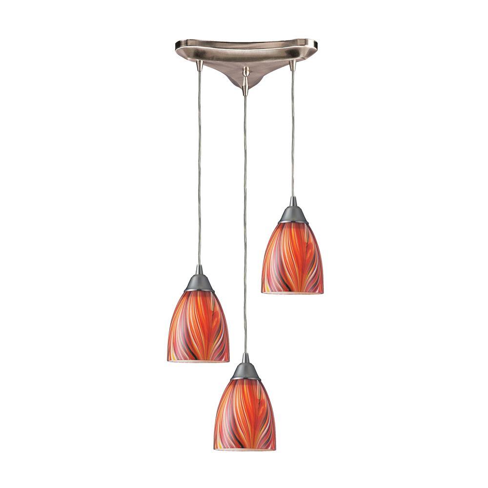 Titan Lighting Arco Baleno 3 Light Satin Nickel Pendant With Multi