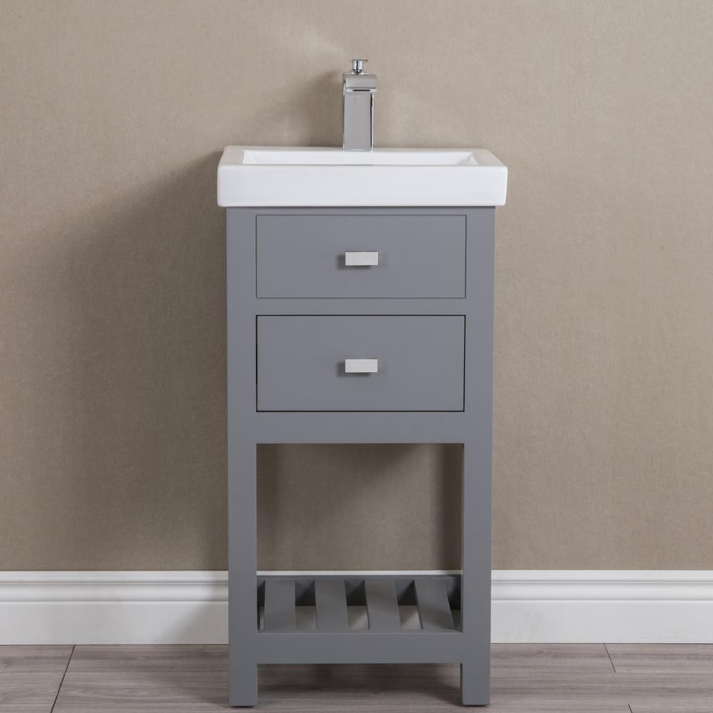 Water Creation VERA 18 in. W Bath Vanity in Cashmere Grey Finish with Ceramics Integrated Vanity Top with White Basin